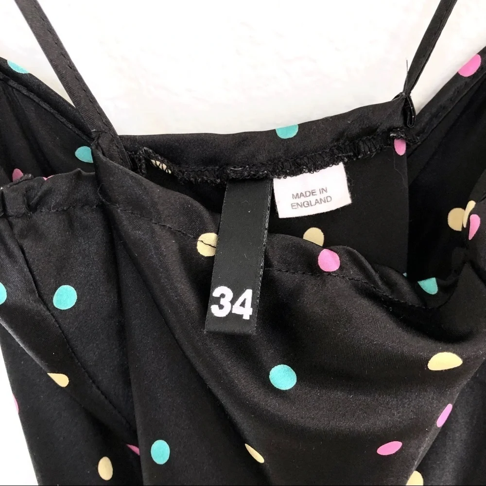 Rainbow Multi-Color Polkadots A-Line SATIN DRESS